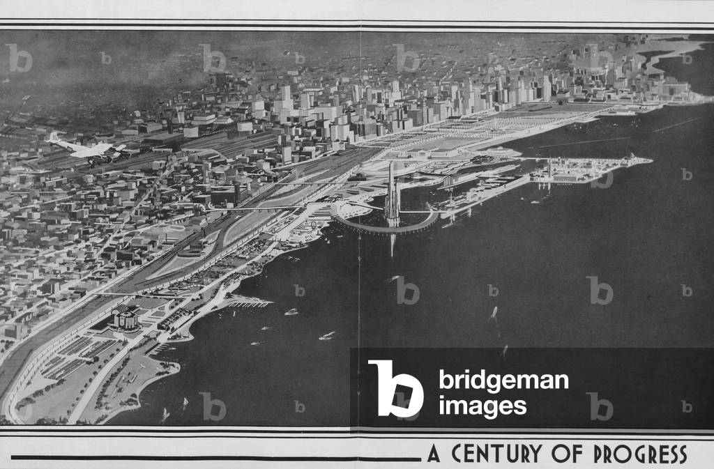 An Illustrated Aerial View Of A Century Of Progress Exposition Fair Grounds