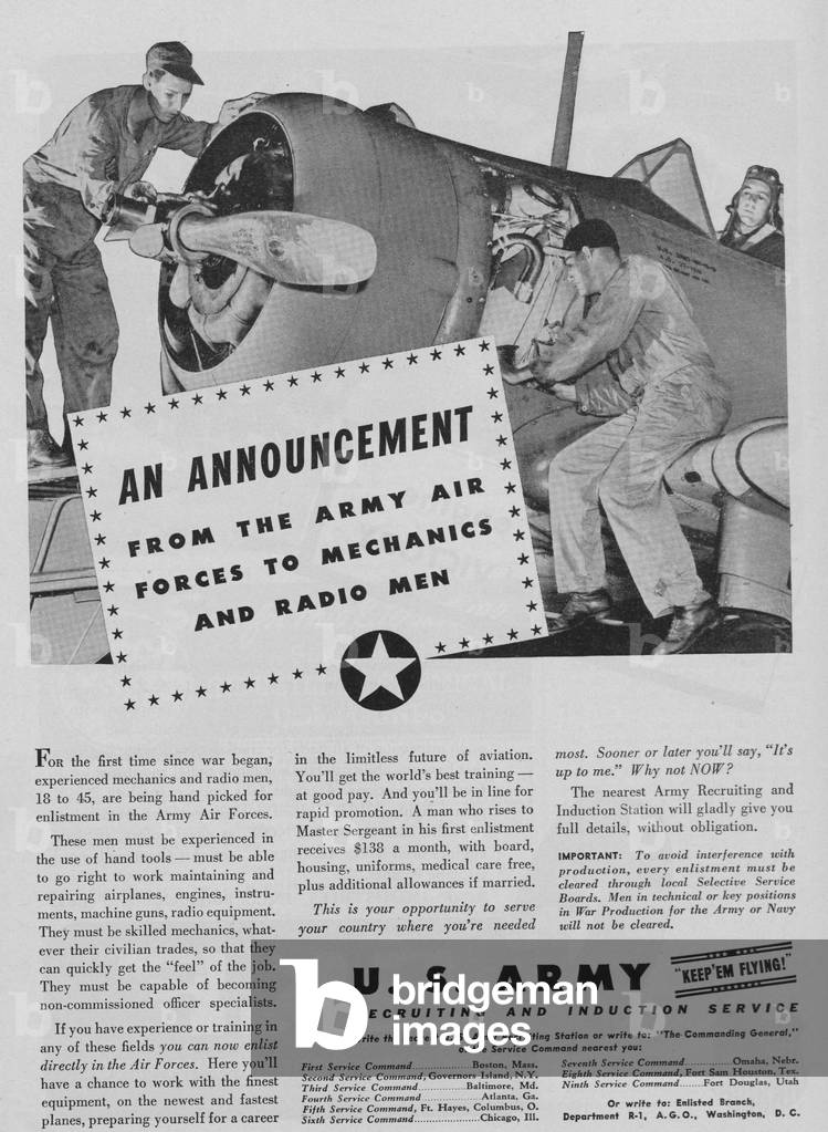 World War II Advertisement - United States Army Recruiting Services