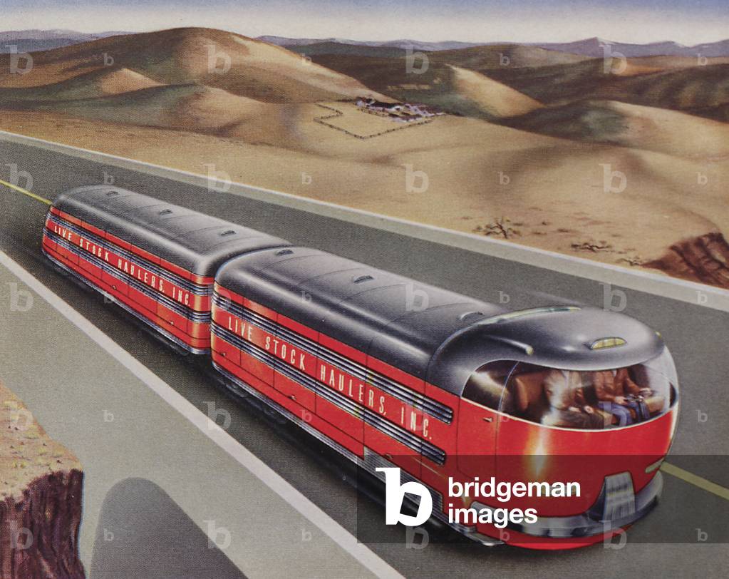 Illustration Of A Futuristic Cross Country Cattle Hauler