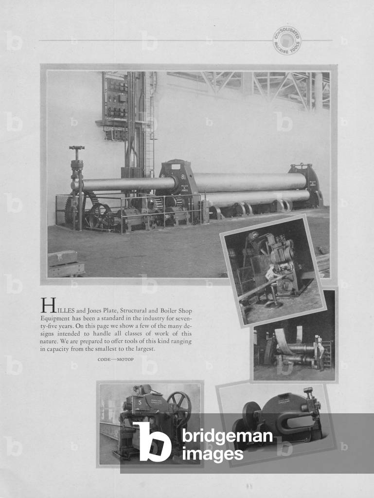 Hilles And Jones Plate, Structural And Boiler Shop Equipment