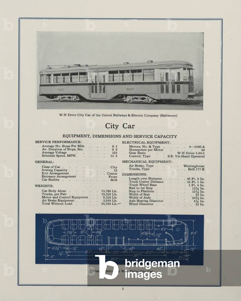 Westinghouse Electric & Manufacturing Company's W-N Drive City Car Belonging To The United Railways And Electric Company