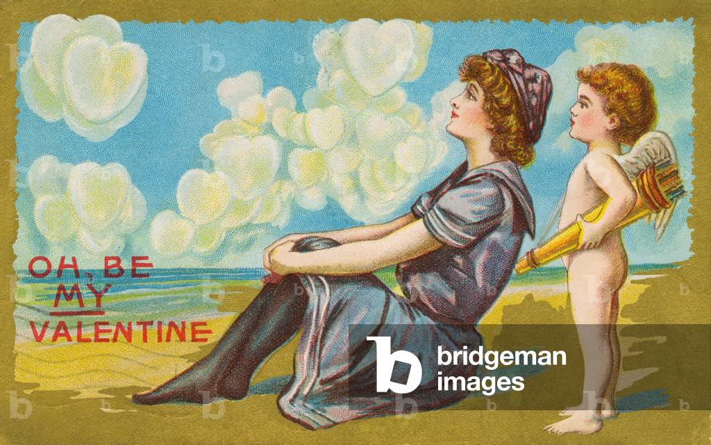 Oh Be My Valentine postcard, 1911 (colour litho)
