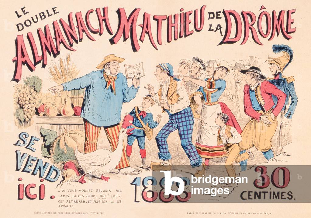 Poster advertising 'Almanach Mathieu de la Drome', 1888 (lithograph)