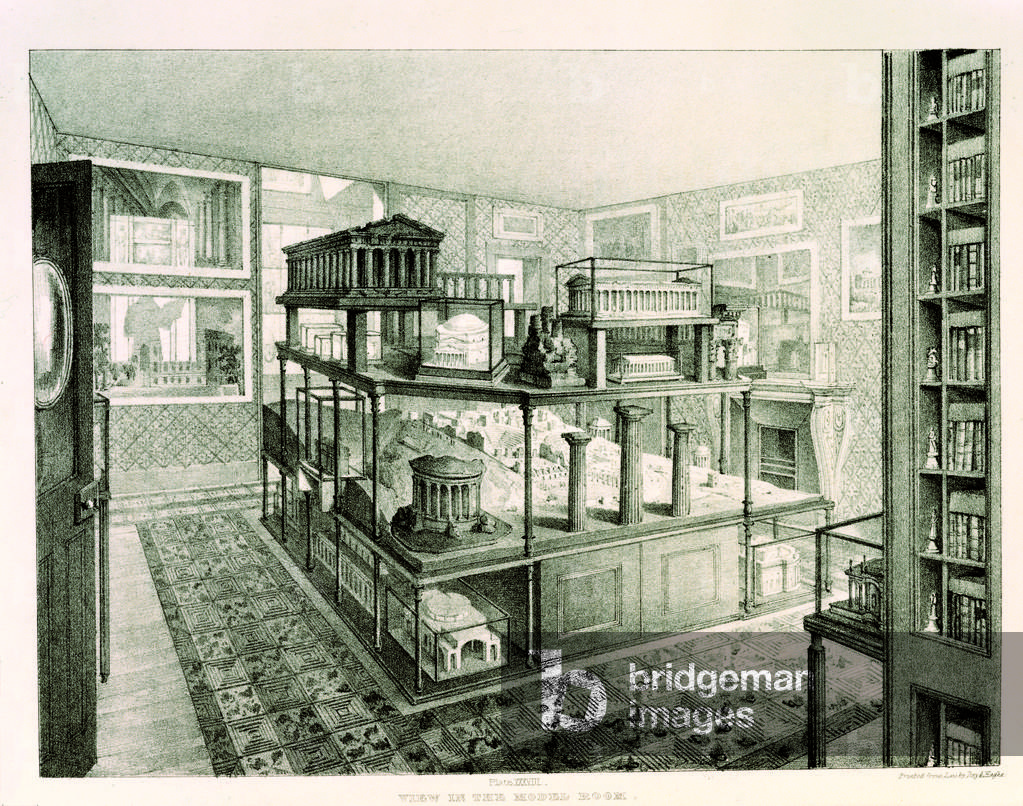 View in the Model Room, from the 'Description' of Soane's museum, 1835 (litho)