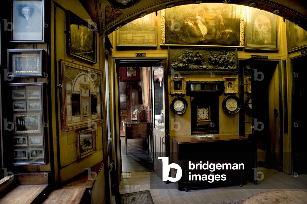 The south wall of the Breakfast Room, showing Napoleonic memorabilia, Sir John Soane's Museum, London (photo)