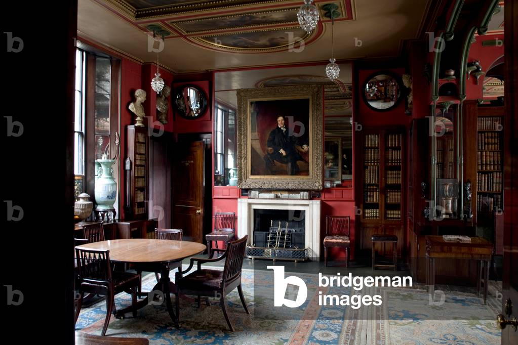 Sir Thomas Lawrence's portrait of Soane from 1829 presides over the north end of the Library-Dining Room, Sir John Soane's Museum, London (photo)
