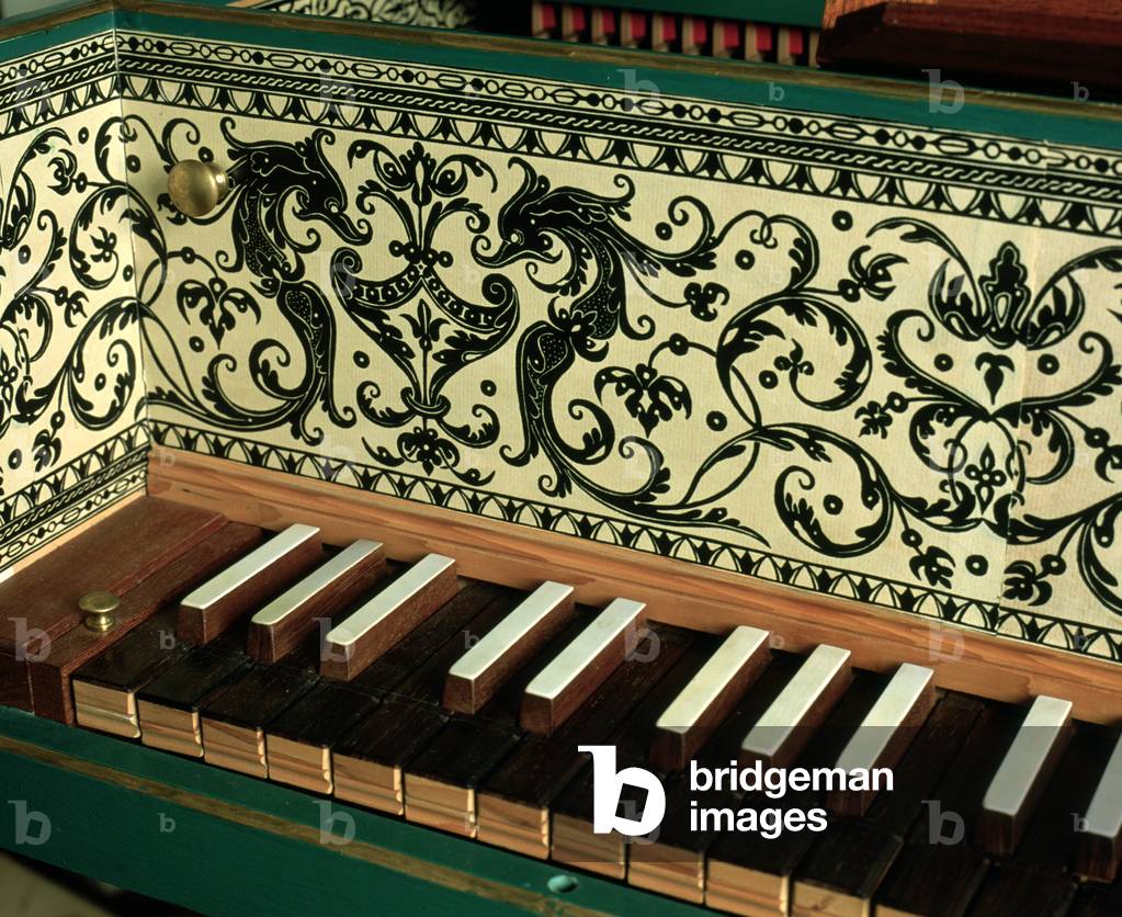 Harpsichord keyboard close up