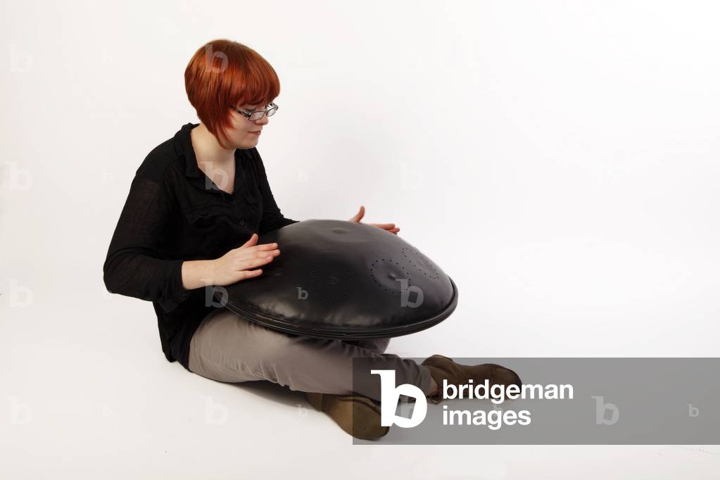 Caisa Drum, or Hang Drum, in playing position.