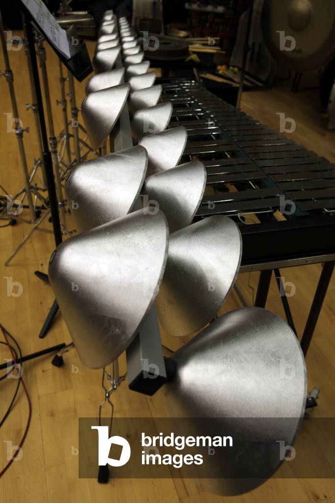 Aluphone, Metal percussion instrument made in Denmark.  Made of hand molded chromatic aluminium bells.As used in the opening ceremony of the 2012 Olympic Games, London, UK.