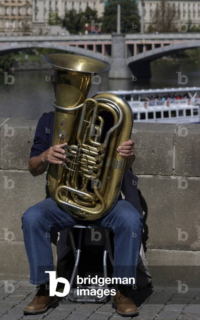 Busker playing the tuba