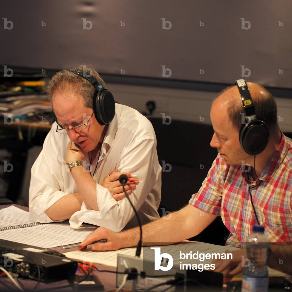 John Pickard, British Composer in a recording session.