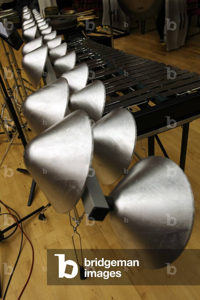 Aluphone, Metal percussion instrument made in Denmark.  Made of hand molded chromatic aluminium bells.As used in the opening ceremony of the 2012 Olympic Games, London, UK.