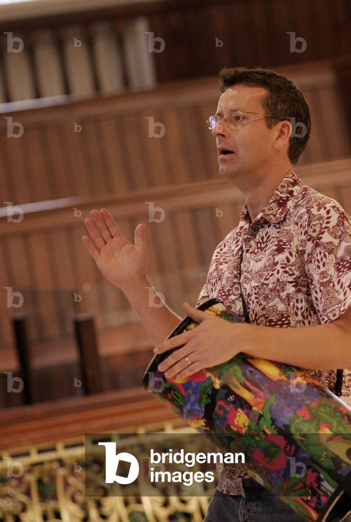 Percussionist playing the tubano