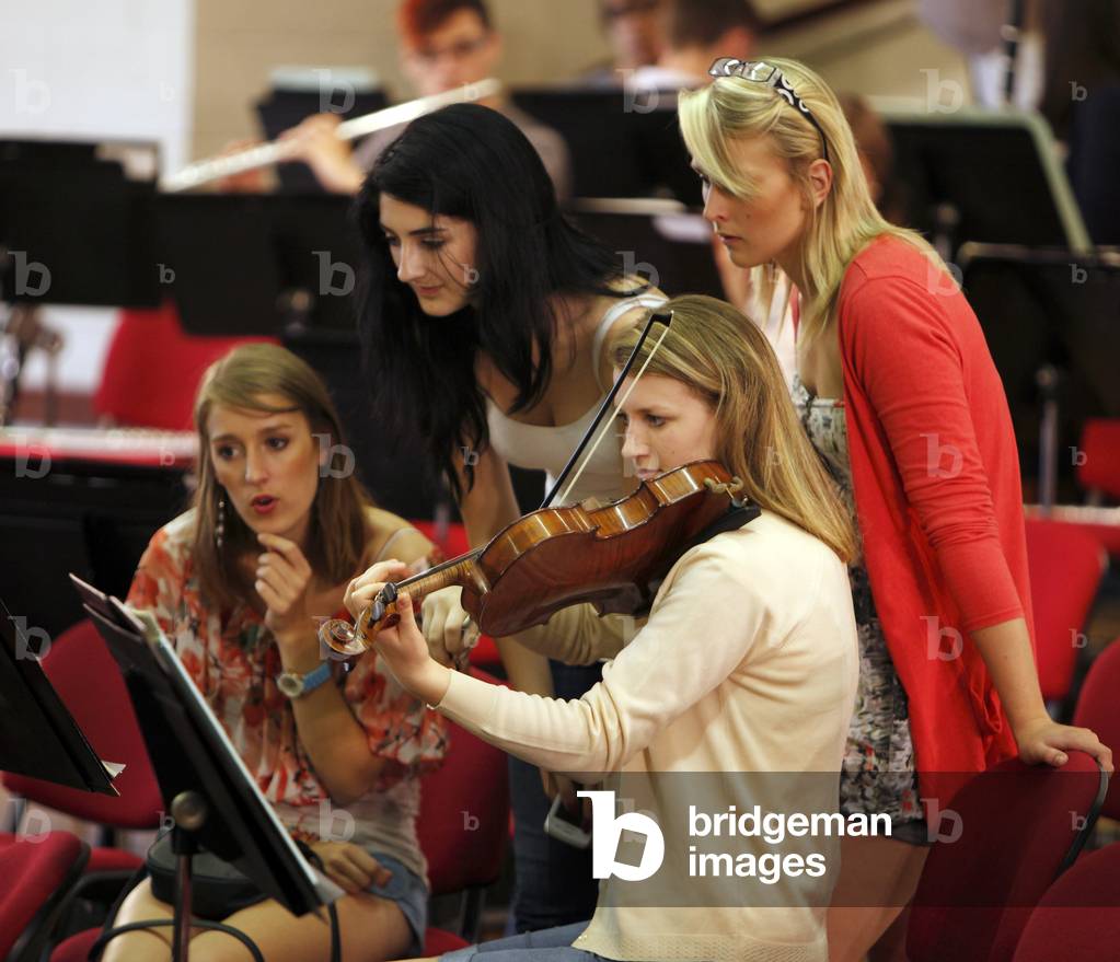 Group of girls studying