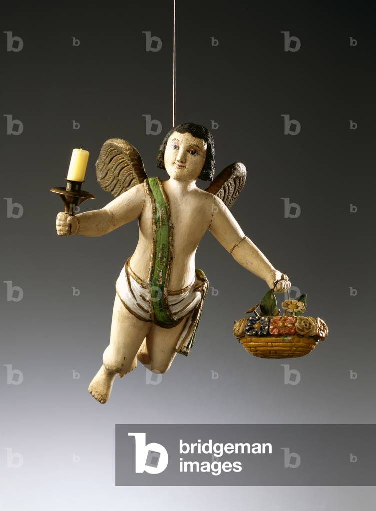 Suspended Angel (carved & painted wood)
