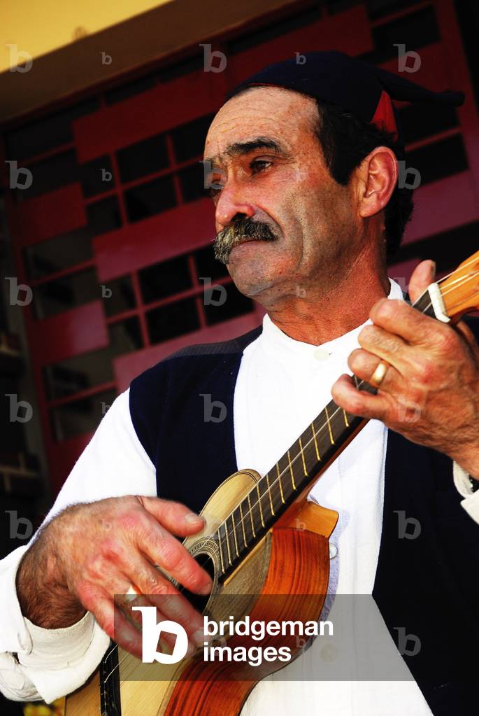 Festive folk musician in costume