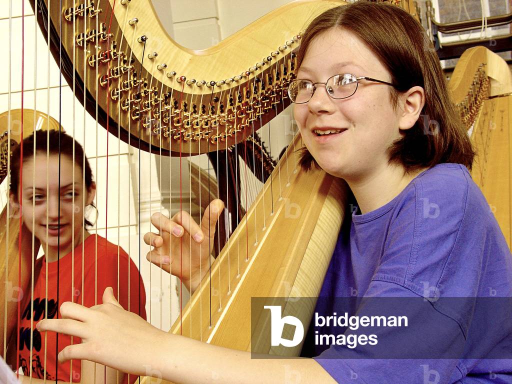 Concert harp played by