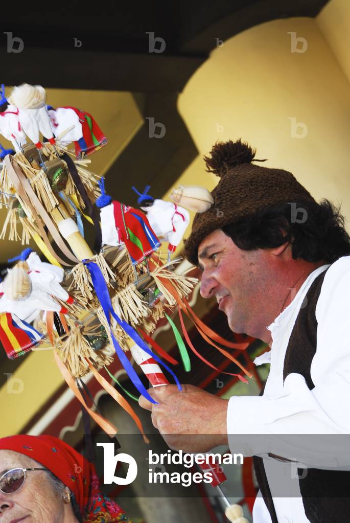 Festive folk musician in costume