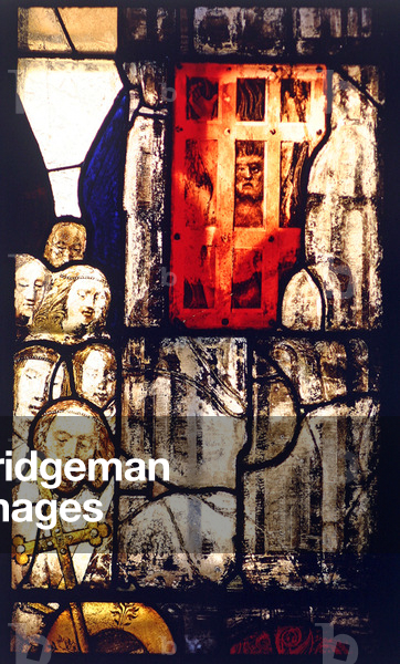 Detail from a window depicting the Harrowing of Hell: The Old Testament Saints Freed (stained glass)