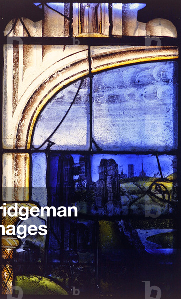 Detail from a window depicting the Appearance of Christ to the Three Marys (stained glass)