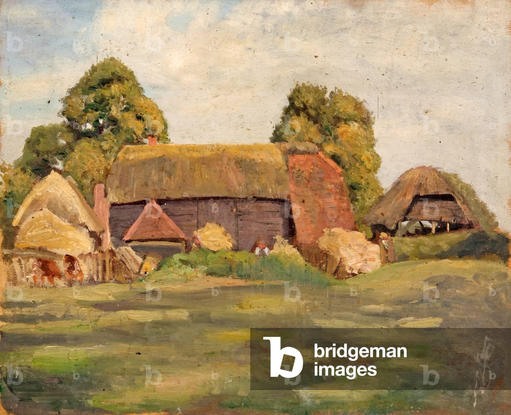 Farm Buildings (oil on plywood)