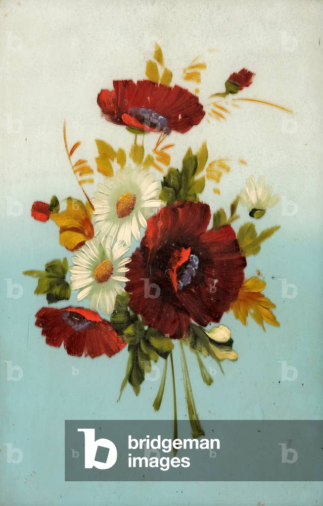 Poppies and Daisies (oil on opal glass)