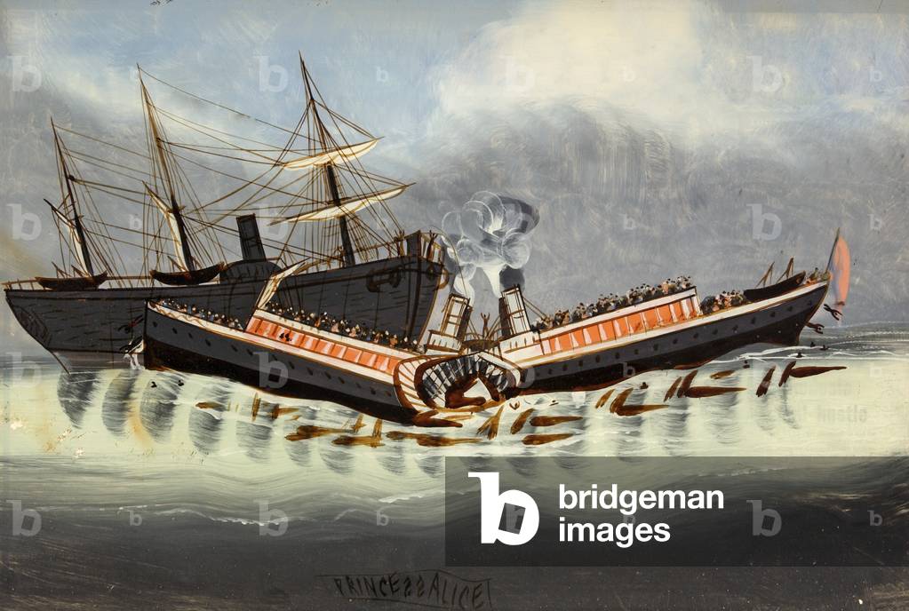 The Wreck of the 'Princess Alice', after 1878 (oil on glass)