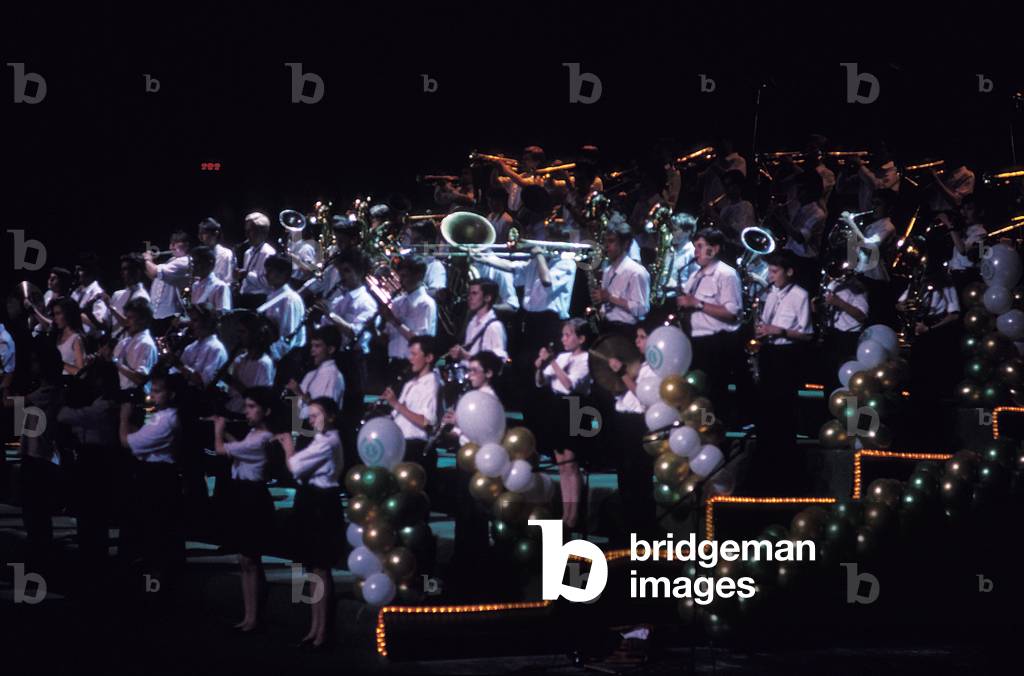 Soviet children's orchestra, performing in concert, International Children's Festival, Moscow