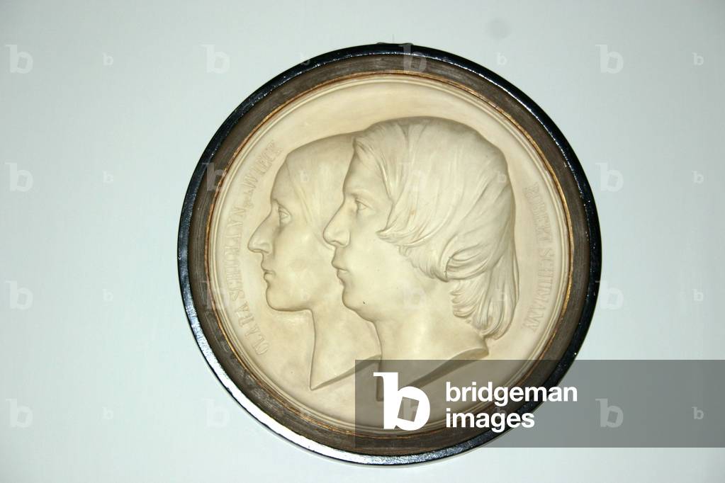 Robert Schumann  and his  wife Clara, profile plaque