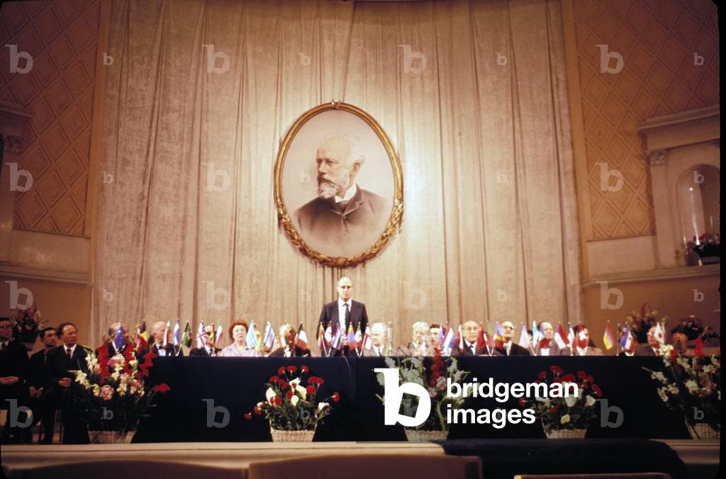 Mstislav Rostropovich opening Tchaikovsky International Competition, Moscow, June 1966