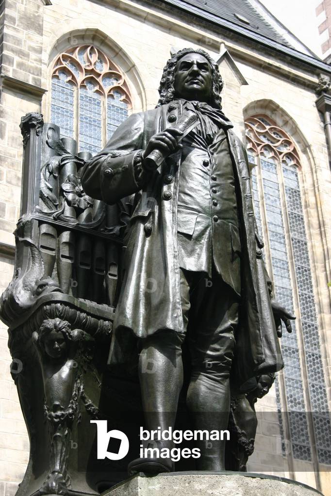 Johann Sebastian Bach statue in front of  Tomaskirche - Tomas kirche, Leipzig
