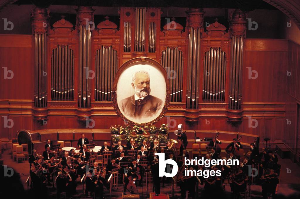 Orchestra performing at Big Hall, Moscow Conservatoire
