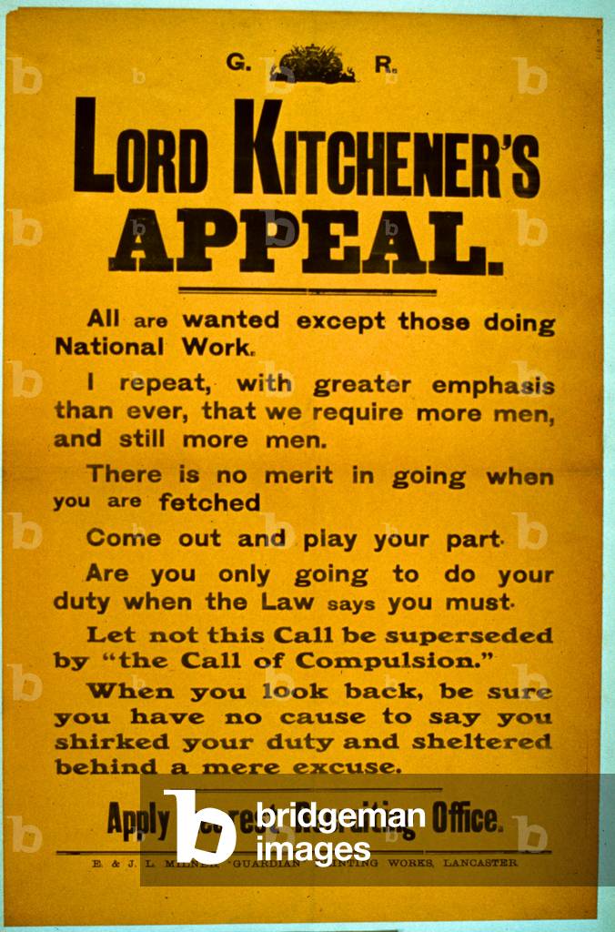 Recruiting Poster - Lord Kitchener's Appeal, 1914-18 (colour litho)