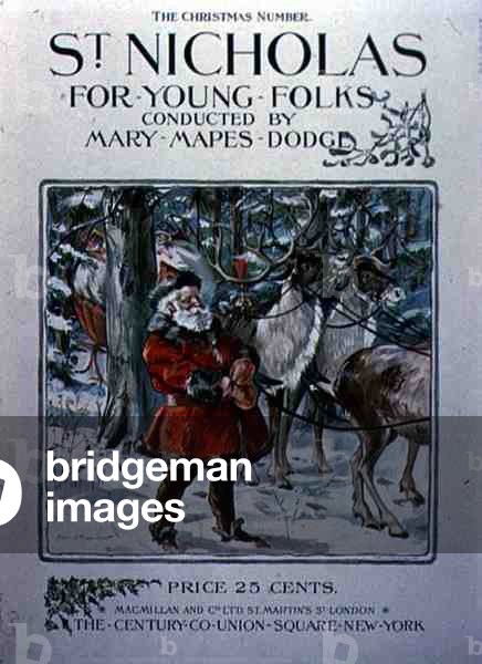 Poster advertising 'St. Nicholas for Young Folks', musical score (colour litho)