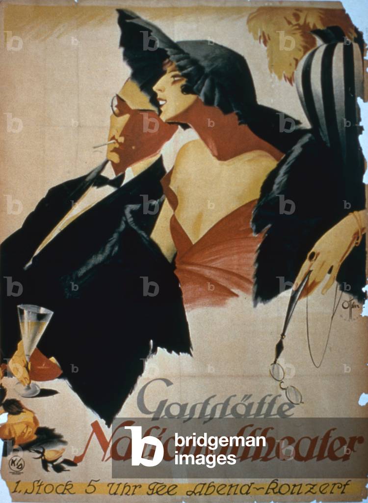Poster advertising the Gaststatte National Theatre Restaurant, c.1920-25 (colour litho)
