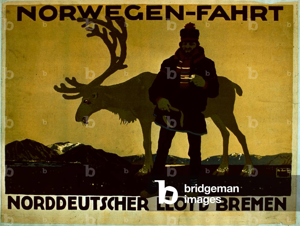 Poster advertising 'Travel to Norway', c.1914 (lithograph)