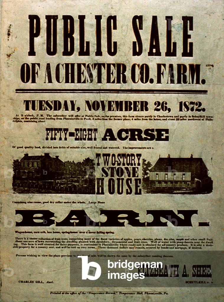 Public Sale Of A Chester Co. Farm, 1872 (litho)