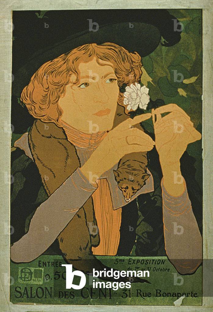 Poster advertising the 'Fifth Exhibition for the Salon Des Cent', Paris (colour litho)