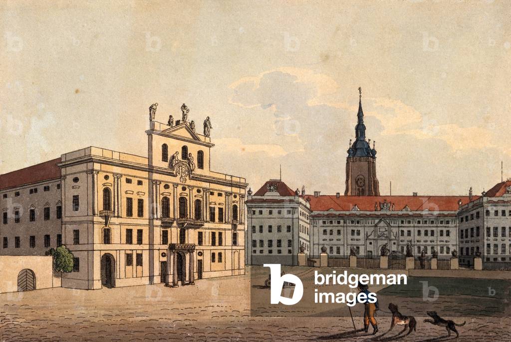 Archbishops' Palace and the 1st Court of Prague Castle, c.1810 (coloured etching)
