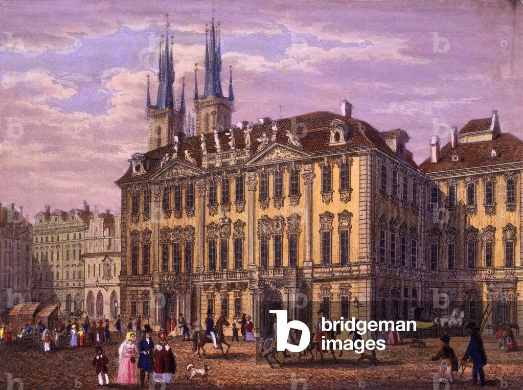 Goltz-Kinsky (Kinský) Palace, Prague, 1847 (coloured steel engraving)
