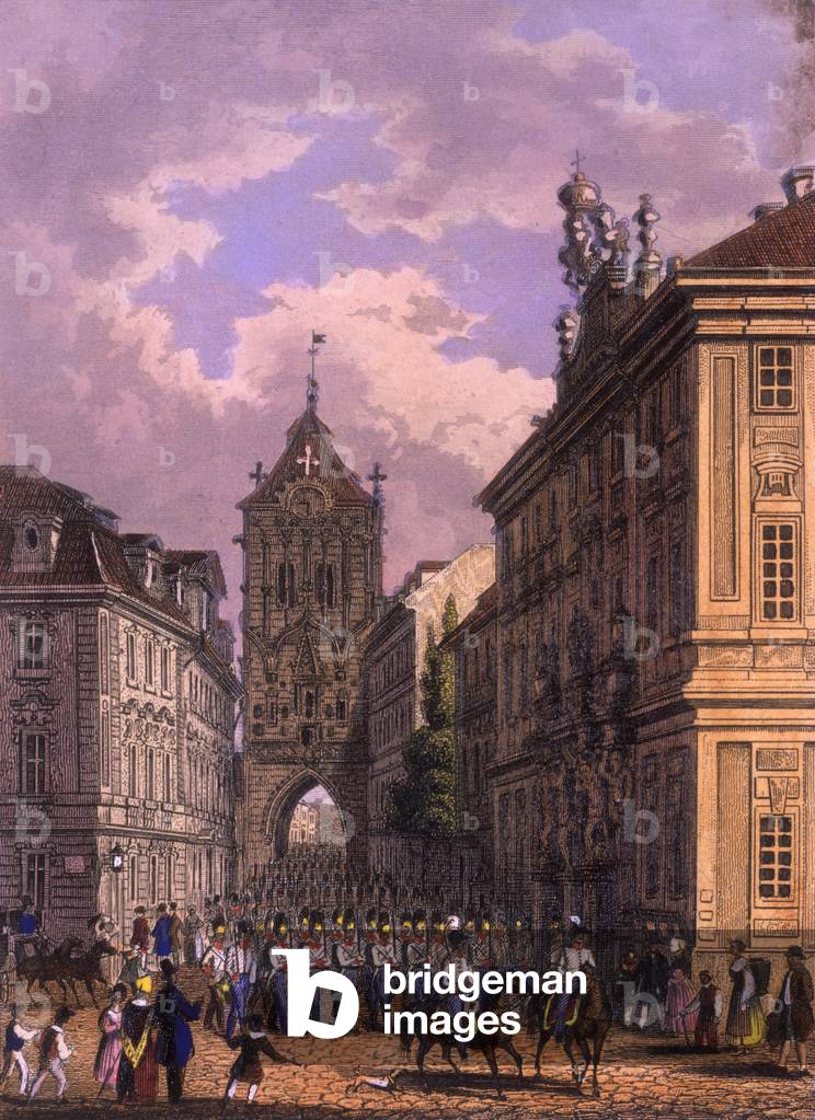 Celetná Street, 1847 (coloured steel engraving)