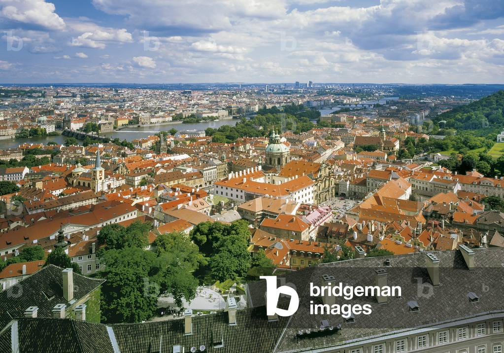 View of Prague and the Little Quarter from the top of the Cathedral of St. Vitus, Czech Republic (photo)