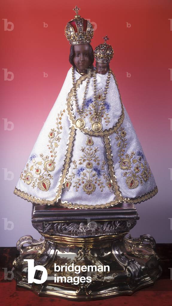 Statuette of the Virgin Mary of Svatá Hora (wood, metal & fabric)