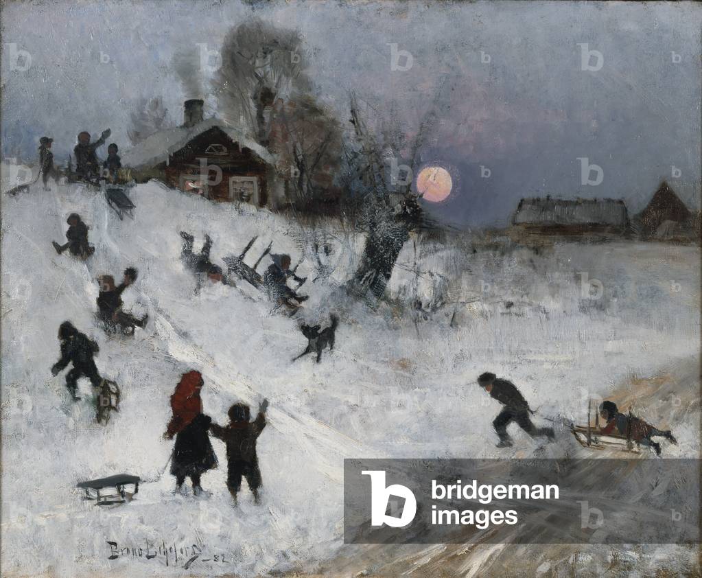 Schlitteln, 1882 (Öl auf Leinwand)