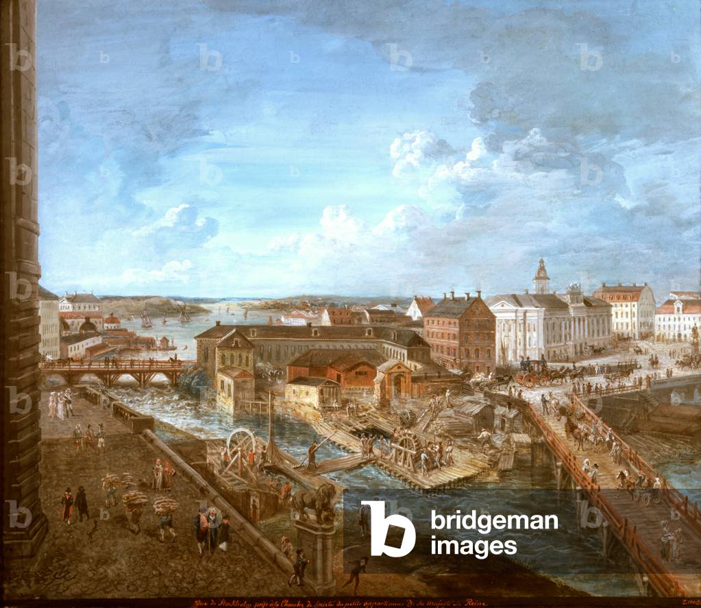 View of Stockholm from the Royal Palace (gouache on canvas)