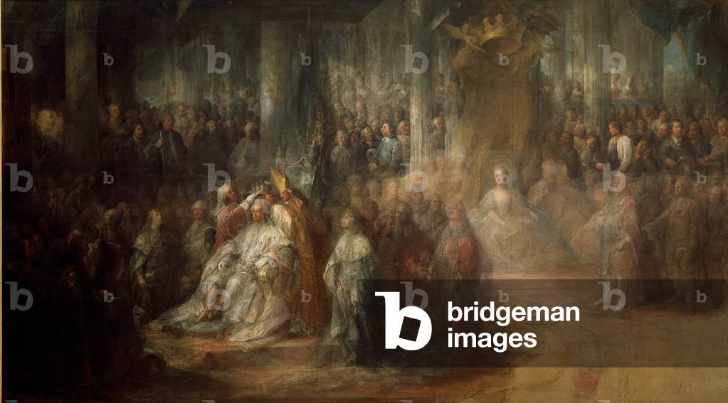 Immagine di Dipinto "L'incoronazione del re Gustavo III di Svezia (1746-92) (olio su tela)", 18th Secolo di Ca