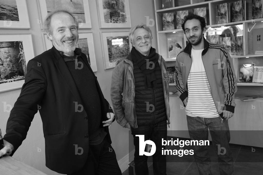 Portrait of Arnaud Desplechin, Alain Pusel and Elyot Milshtein, 2021 (b/w photo)