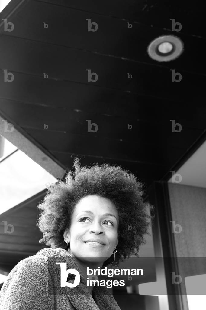 Portrait of Rachel Khan (b/w photo, May 23, 2021)