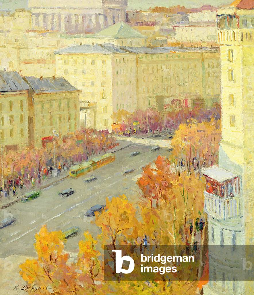 Immagine di Dipinto "Kiev a Kreschatik Street", 1961 di Konstantin Alekseevich Shurupov
