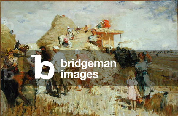 Weizendreschen, 1948 (Öl auf Leinwand)